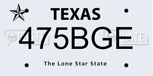 475BGE Texas License Plate