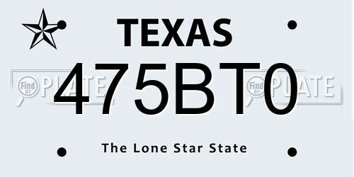 475BT0 Texas License Plate