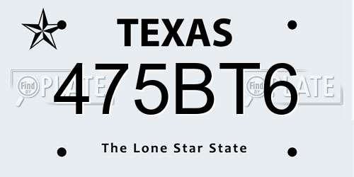 475BT6 Texas License Plate