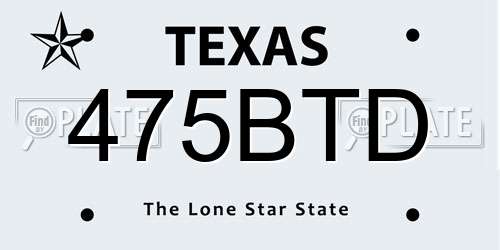 475BTD Texas License Plate
