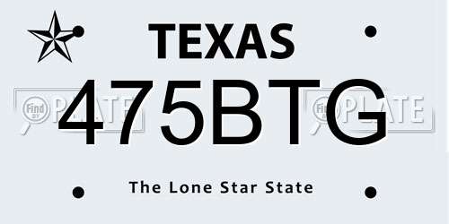 475BTG Texas License Plate