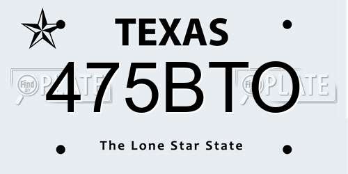 475BTO Texas License Plate