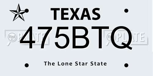 475BTQ Texas License Plate