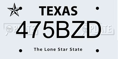475BZD Texas License Plate