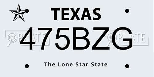 475BZG Texas License Plate