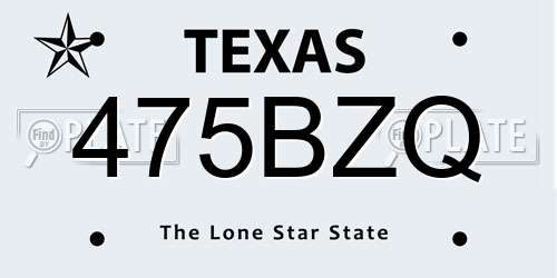 475BZQ Texas License Plate