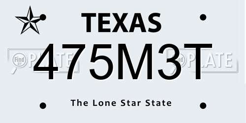 475M3T Texas License Plate