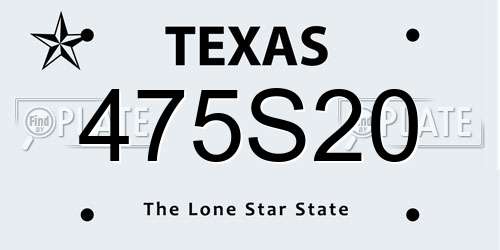475S20 Texas License Plate