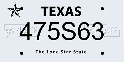 475S63 Texas License Plate