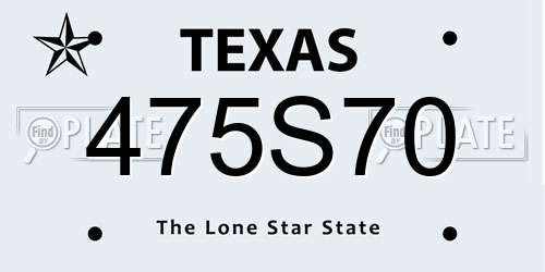 475S70 Texas License Plate