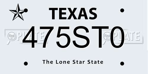 475ST0 Texas License Plate