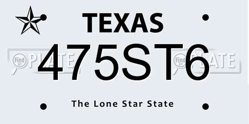 475ST6 Texas License Plate