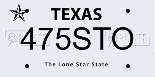 475STO Texas License Plate