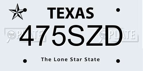 475SZD Texas License Plate