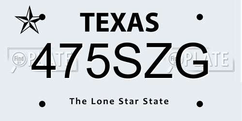 475SZG Texas License Plate