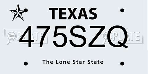 475SZQ Texas License Plate