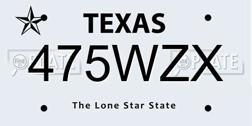 475WZX Texas License Plate