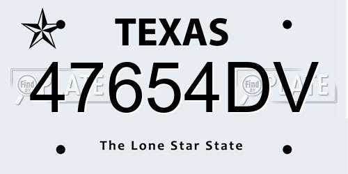 47654DV Texas License Plate