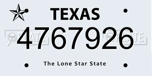 4767926 Texas License Plate
