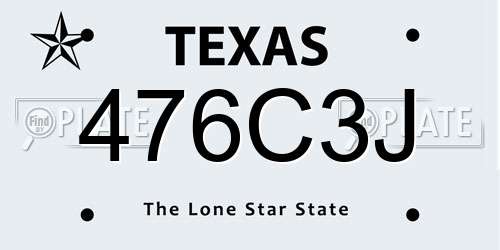 476C3J Texas License Plate
