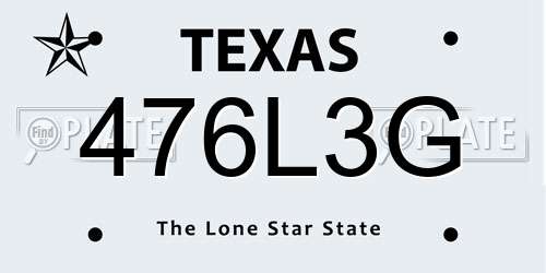 476L3G Texas License Plate