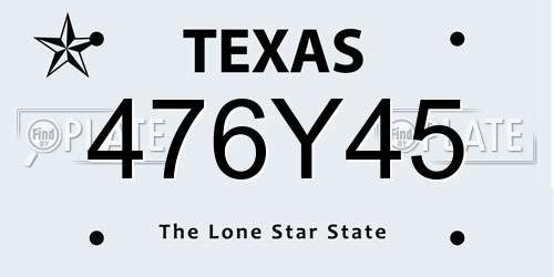 476Y45 Texas License Plate