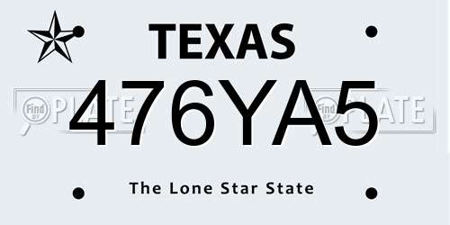 476YA5 Texas License Plate