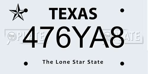 476YA8 Texas License Plate