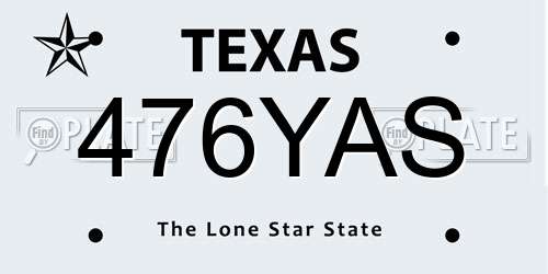476YAS Texas License Plate
