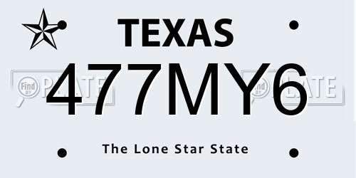 477MY6 Texas License Plate