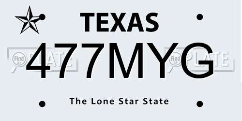 477MYG Texas License Plate