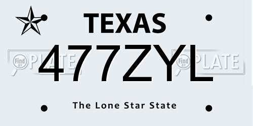 477ZYL Texas License Plate