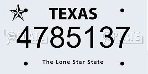 4785137 Texas License Plate