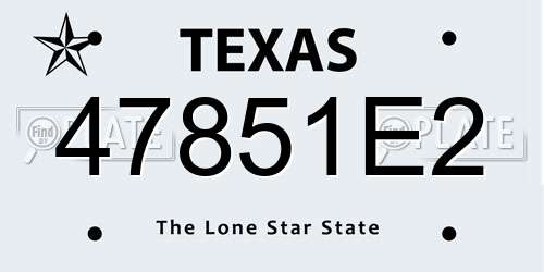47851E2 Texas License Plate
