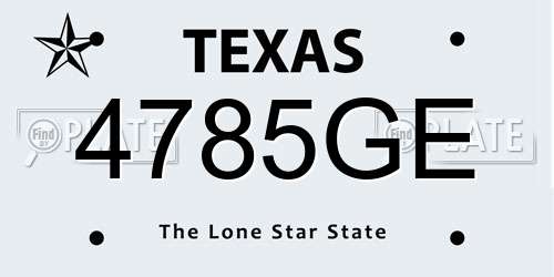 4785GE Texas License Plate