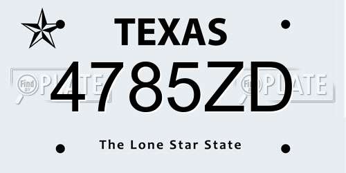 4785ZD Texas License Plate