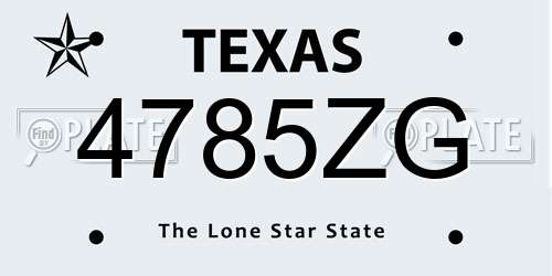 4785ZG Texas License Plate