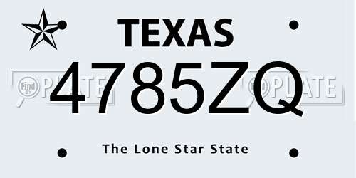 4785ZQ Texas License Plate