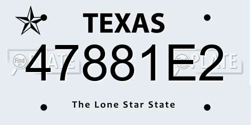 47881E2 Texas License Plate