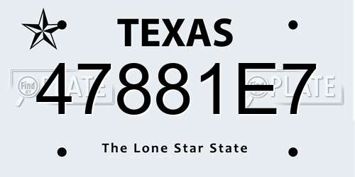 47881E7 Texas License Plate