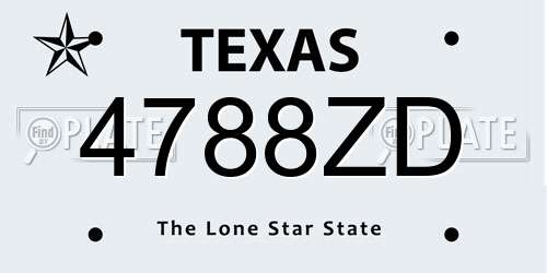 4788ZD Texas License Plate