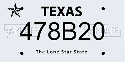 478B20 Texas License Plate