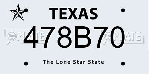 478B70 Texas License Plate