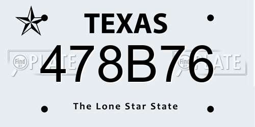 478B76 Texas License Plate