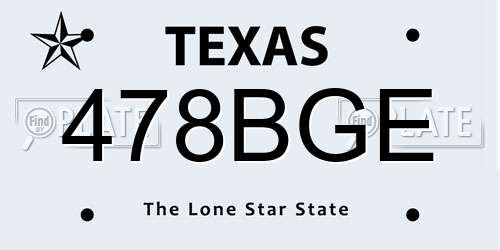 478BGE Texas License Plate