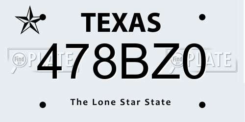 478BZ0 Texas License Plate