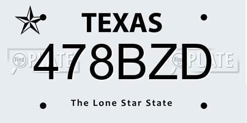 478BZD Texas License Plate