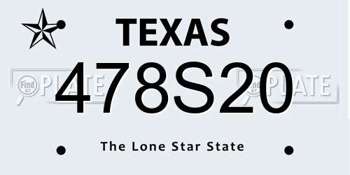 478S20 Texas License Plate