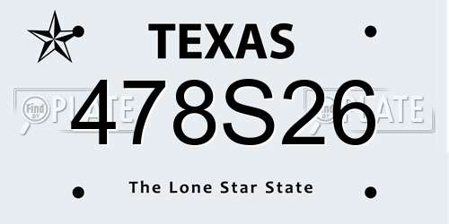 478S26 Texas License Plate