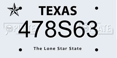 478S63 Texas License Plate
